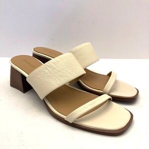 Madewell The Kaitlin Sandal Ecru Cream Womens 10 Leather Slide Block Heel